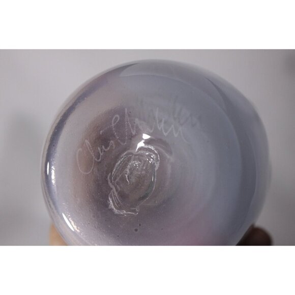 Vintage Signed glass art piece deflated balloon, Pastel toned art glass bud vase - Picture 8 of 9